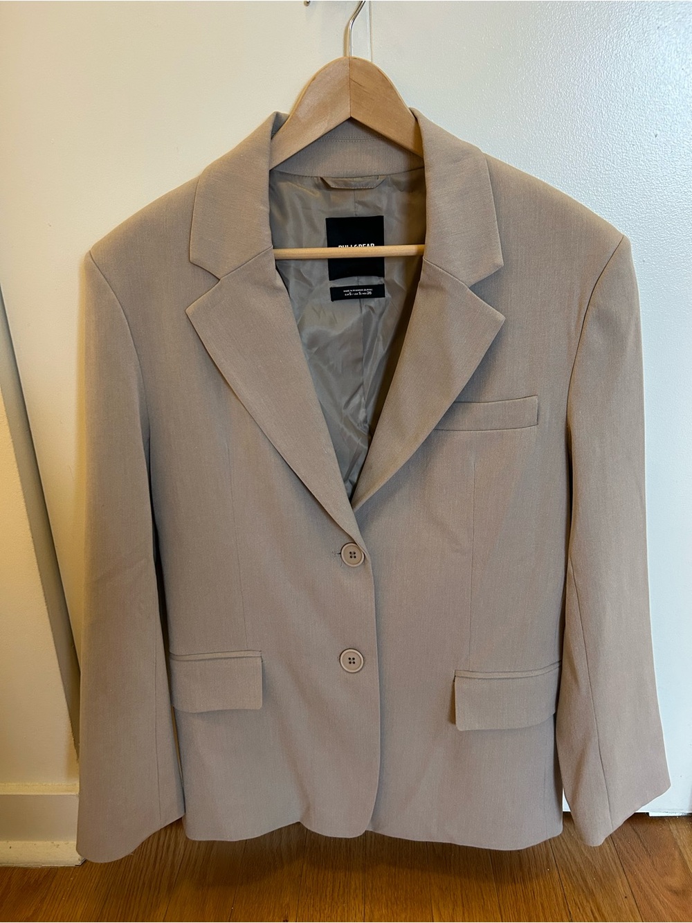 Pull and Bear Taupe Stone Oversized Boyfriend Blazer Jacket